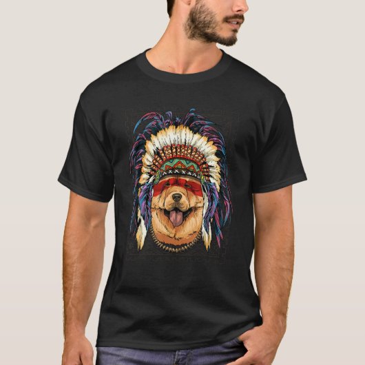 Native American Indian Chow Chow Dog Indigenous Pe T-shirt (Voorkant)