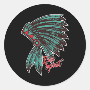 Native American Indian Free Spirit Geweldige Hallo Ronde Sticker