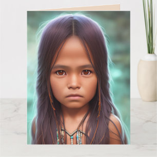 NATIVE AMERICAN INDIAN GIRL ART BIRTHDAY CARDS KAART