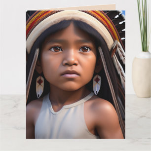 NATIVE AMERICAN INDIAN GIRL ART BIRTHDAY CARDS KAART