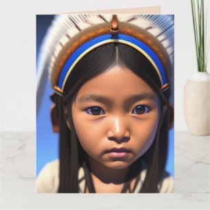 NATIVE AMERICAN INDIAN GIRL ART BIRTHDAY CARDS KAART