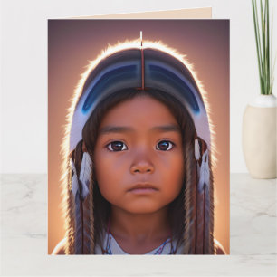 NATIVE AMERICAN INDIAN GIRL ART BIRTHDAY CARDS KAART