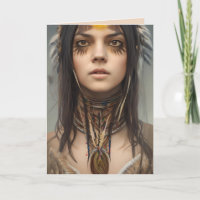 NATIVE AMERICAN INDIAN GIRL ART BIRTHDAY