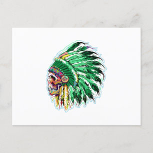 Native american indian green feat silhoutte briefkaart