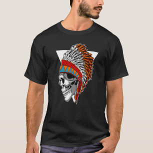 Native American Indian Heritage schedel Motorcycle T-shirt
