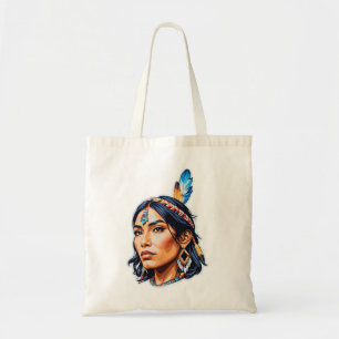 Native American Indian Lady Tote Bag