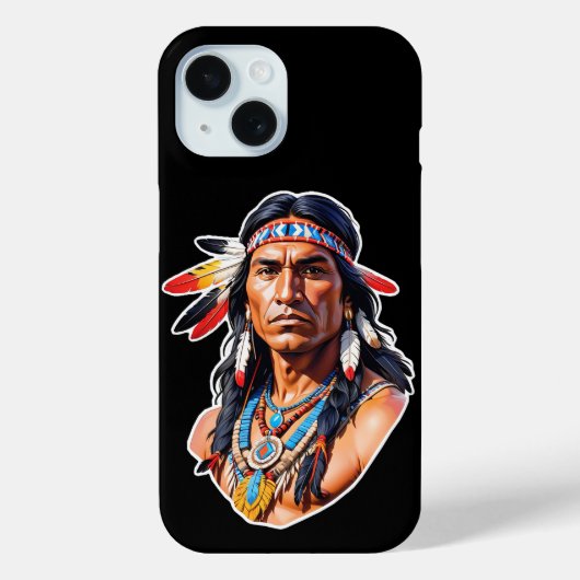 Native American Indian Man iPhone Case (Achterkant)