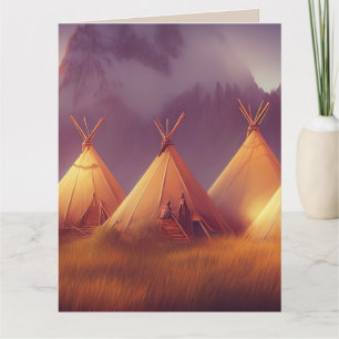 NATIVE AMERICAN INDIAN TEEPEES ART WENSKAART KAART