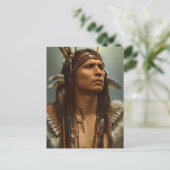 Native American Indian Warrior Graphic Briefkaart (Staand voorkant)