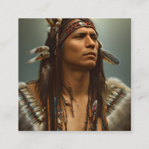 Native American Indian Warrior Graphic Vierkante Visitekaartje
