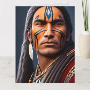 NATIVE AMERICAN INDIAN WARRIOR MAN BIRTHDAY CARDS KAART