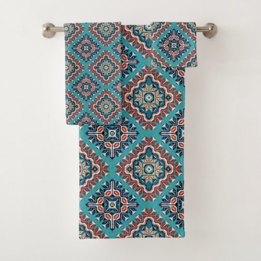Native American Indians Navajo Mosaic Pattern Bad Handdoek (Insitu)