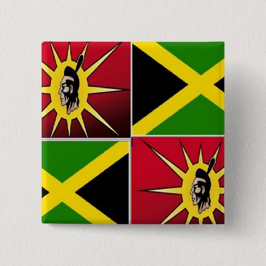 Native american-Jamaican Vierkante Button 5,1 Cm (Voorkant)