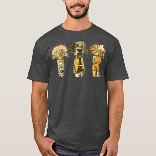 Native American KACHINA DOLLS abstract grunge T-shirt (Voorkant)