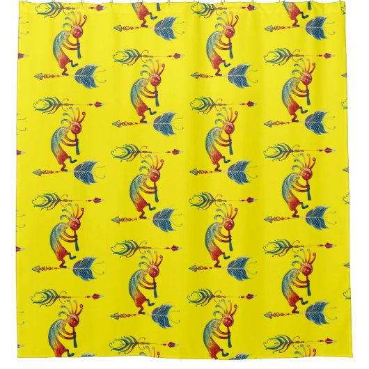 Native American Kokopelli met twee vaders 1 Douchegordijn (Voorkant)