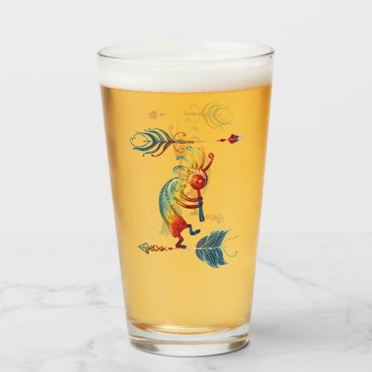 Native American Kokopelli met twee vaders 1 Glas (Voorkant gevuld)