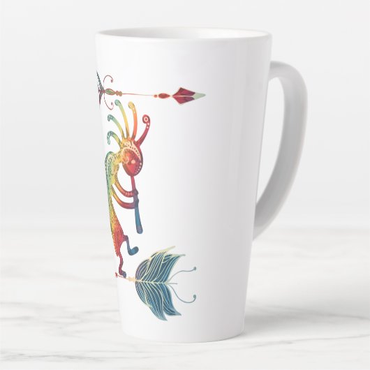 Native American Kokopelli met twee vaders 1 Latte Mok (Rechterhoek)