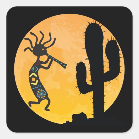 Native American Kokopelli Vierkante Sticker (Voorkant)