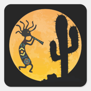 Native American Kokopelli Vierkante Sticker