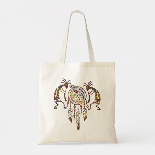 Native American Kokopelli Whale Dreamweaver 2 Tote Bag (Achterkant)