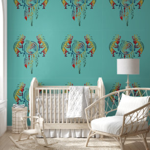 Native American Kokopelli Whale Drocatcher 1 Behang
