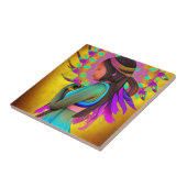 Native American Little Girl AI Kunst Tegeltje (Zijkant)