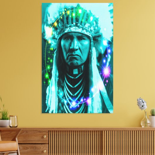 Native American Magical Chief Canvas Afdruk (Insitu (Woonkamer))