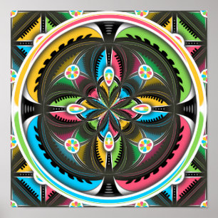 Native American Mandala Colorful Abstracte kunst Poster
