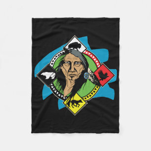 Native American Medicine Wheel Fleece Deken