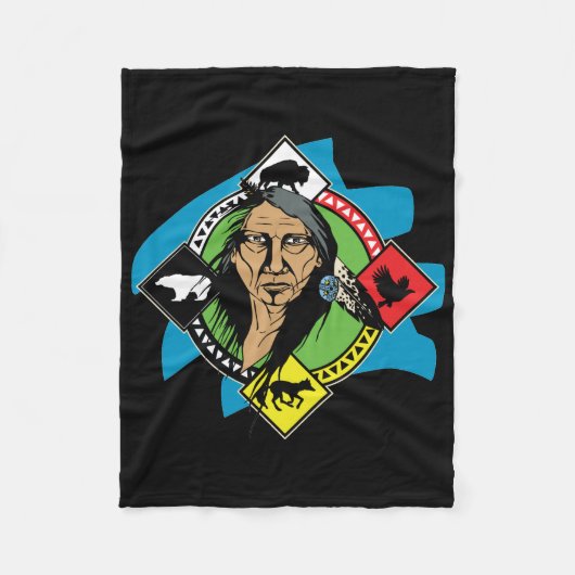Native American Medicine Wheel Fleece Deken (Voorkant)