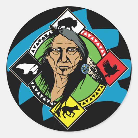 Native American Medicine Wheel Ronde Sticker (Voorkant)