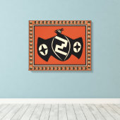 Native American Mimbres Bat Bird Wrapped Canvas (Insitu (Houten vloer))