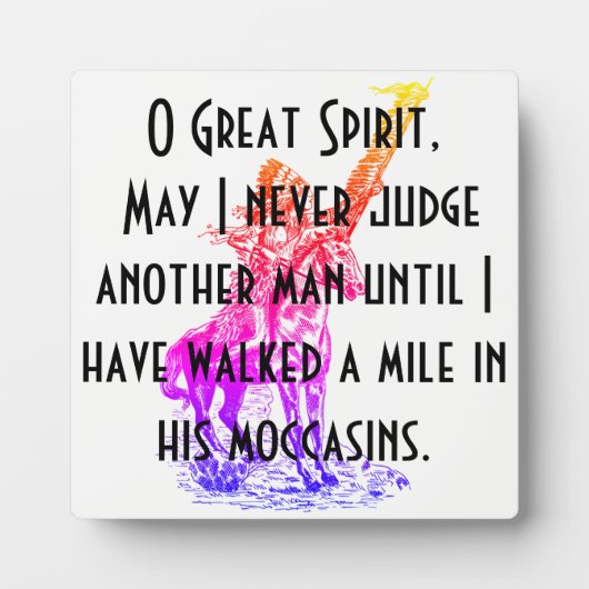 Native American "O Great Spirit" Prayer Fotoplaat (Voorkant)