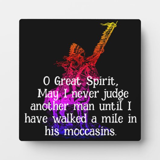 Native American "O Great Spirit" Prayer Plaque Fotoplaat (Voorkant)