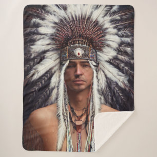 Native American Ojibwe Sherpa Blanket Deken