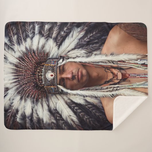 Native American Ojibwe Sherpa Blanket Sherpa Deken (Voorkant (horizontaal))