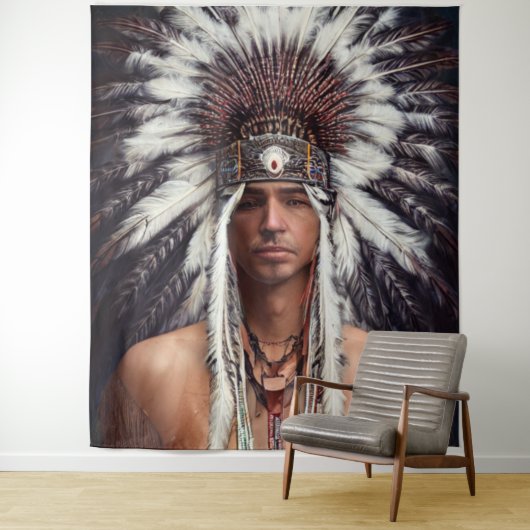 Native American Ojibwe Tapestry Wandkleed (In situ)