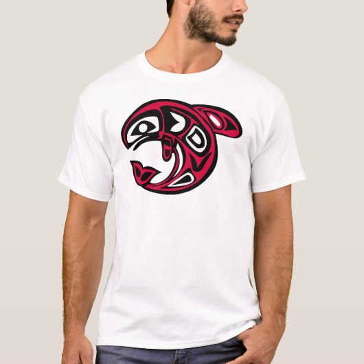 Native American Orca Whale, helder rood T-shirt (Voorkant)