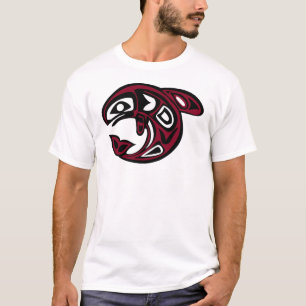 Native American Orca Whale, rood T-shirt
