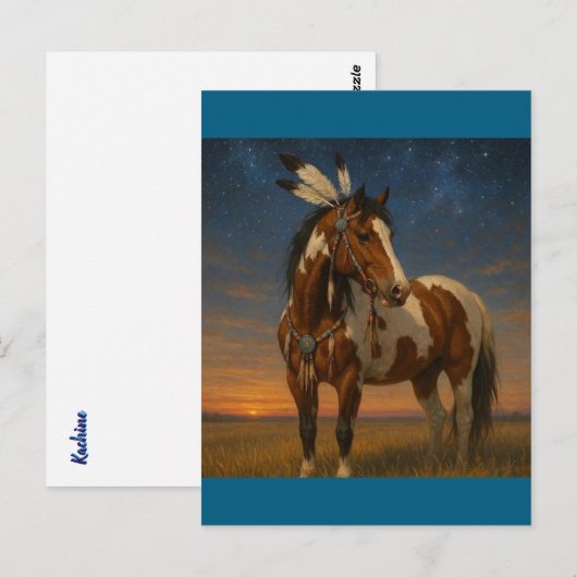 Native American Paint Horse Briefkaart - Kachine (Voorkant / Achterkant)