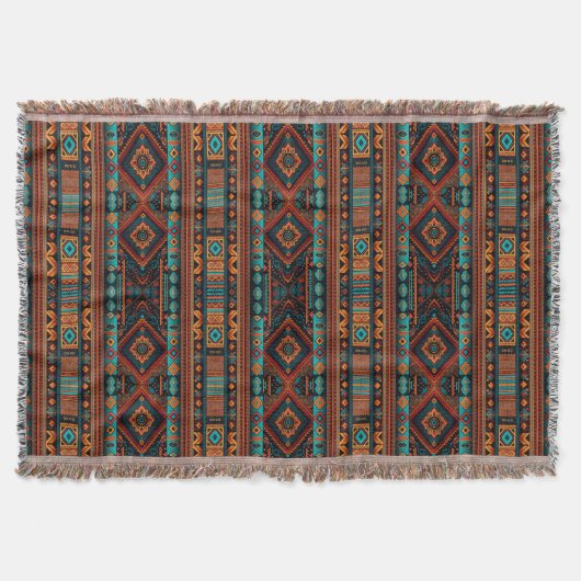 Native American Pattern Boho Cultuur Abstracte Kun Deken (Voorkant)