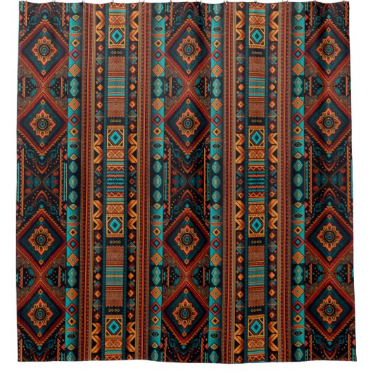 Native American Pattern Boho Cultuur Abstracte Kun Douchegordijn (Voorkant)