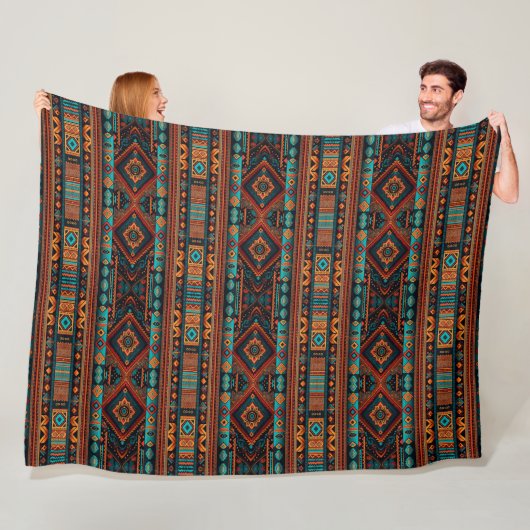 Native American Pattern Boho Cultuur Abstracte Kun Fleece Deken (In situ)