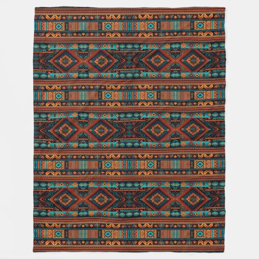 Native American Pattern Boho Cultuur Abstracte Kun Fleece Deken (Voorkant)