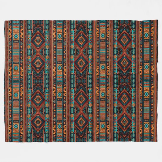 Native American Pattern Boho Cultuur Abstracte Kun Fleece Deken (Voorkant (Horizontaal))