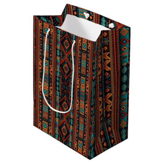 Native American Pattern Boho Cultuur Abstracte Kun Medium Cadeauzakje (Voorkant Gekanteld)