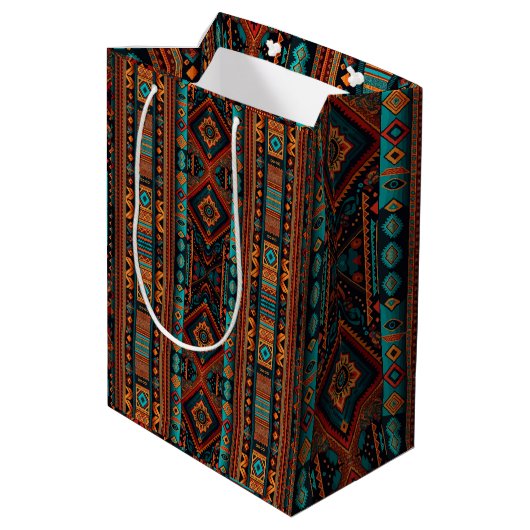 Native American Pattern Boho Cultuur Abstracte Kun Medium Cadeauzakje (Achterkant Gekanteld)