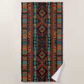 Native American Pattern Boho Cultuur Abstracte Kun Strandlaken (Voorkant)