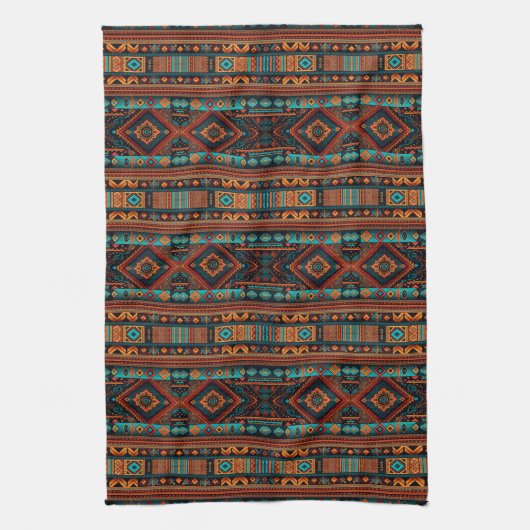 Native American Pattern Boho Cultuur Abstracte Kun Theedoek (Verticaal)