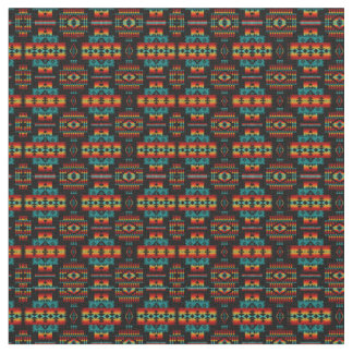 Native American Pattern (Helderrood, geel en blauw Stof